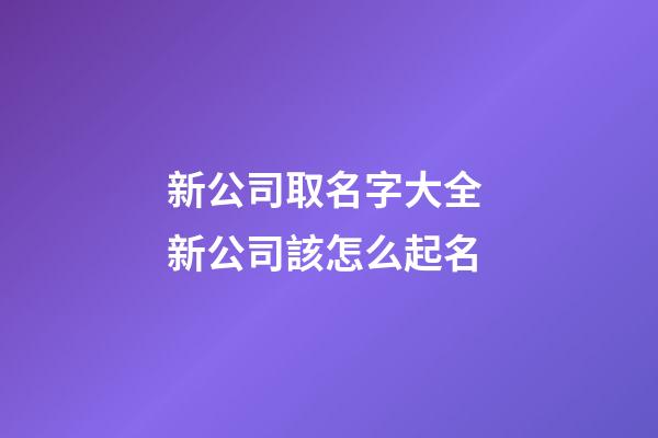 新公司取名字大全 新公司該怎么起名-第1張-公司起名-玄機派